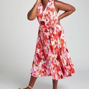 Lane Bryant V neck Fit & Flare, pleated &  belted Floral Dress sz 28